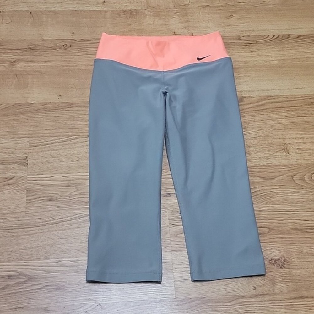 Nike Grey Orange Cropped Leggings Size S